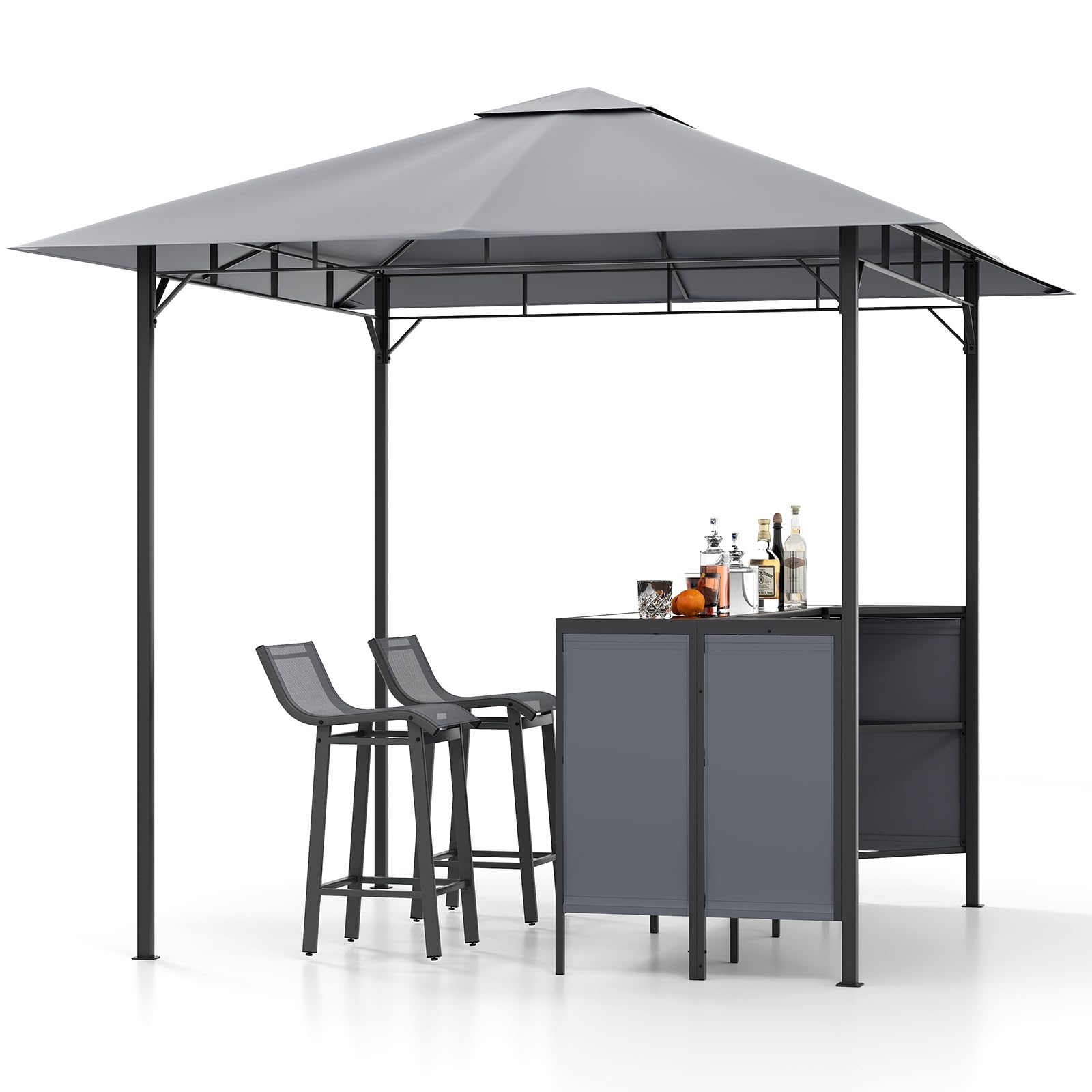 Tangkula 3 Piece Patio Bar Set for BBQ Party Poolside Garden